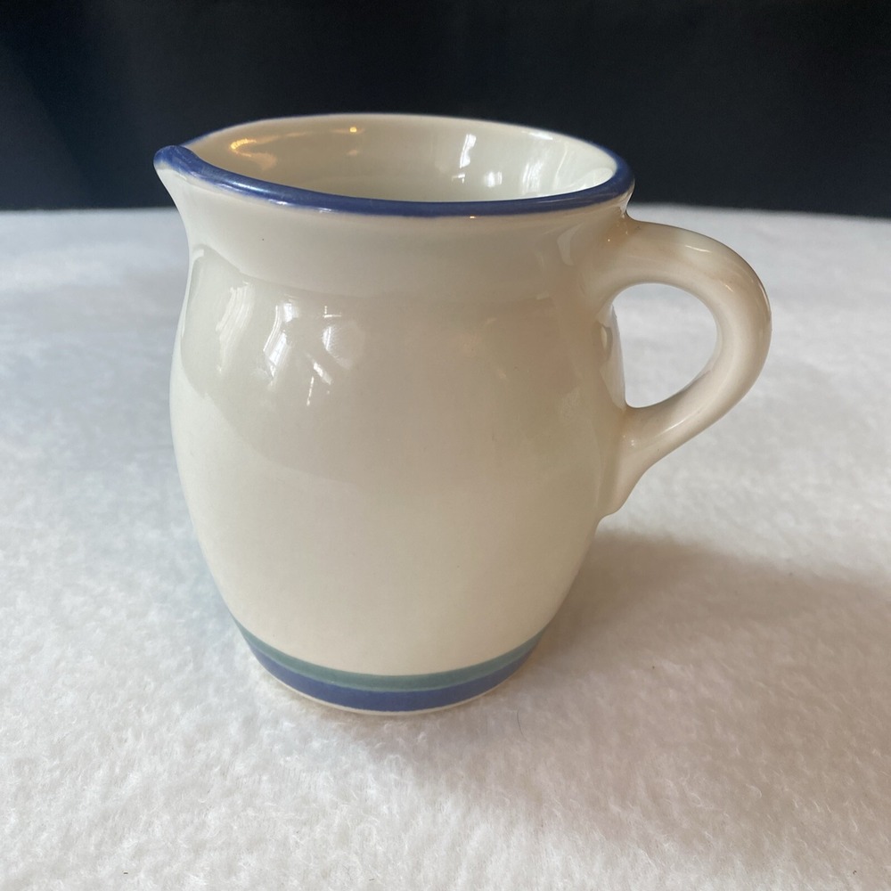Pfaltzgraff Northwinds‎ Creamer Pitcher Replacement Blue Green Stripe USA 16 Oz